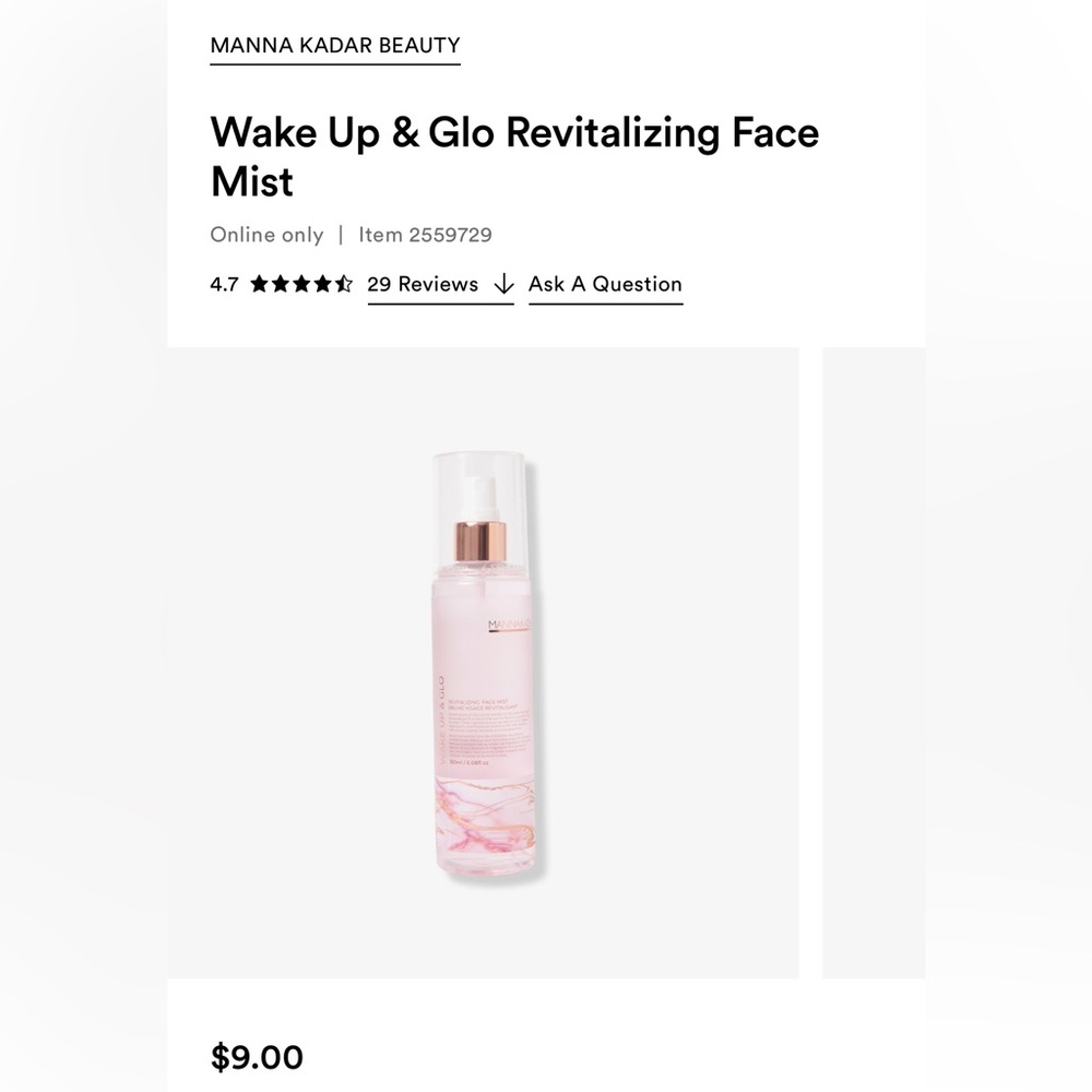 MANNA KADAR Wake Up & Glo Revitalizing Face
Mist